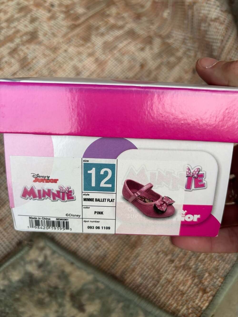 Minnie Mouse Toddler Girls Pink Glitter Mary Jane Ballet Flats Size 12